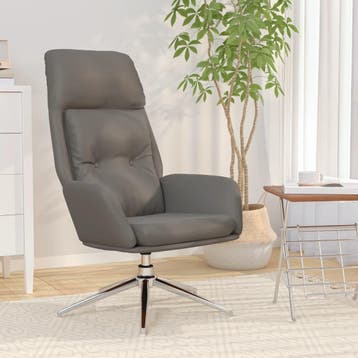 vidaXL Relaxstoel echt leer grijs, Huis en Inrichting, Fauteuils, Verzenden, Nieuw