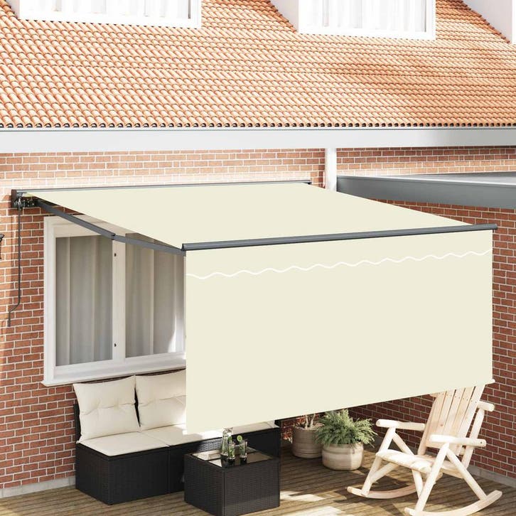 vidaXL Inklapbare Luifel Crème 350 x 250 cm Polyester en, Tuin en Terras, Zonneschermen, Nieuw, Verzenden
