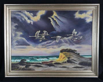 German School (XX), signed H. Lindner - Schwäne im Flug