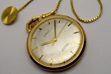 Exact - 17 Jewels - mechanical pocket watch with chain -
