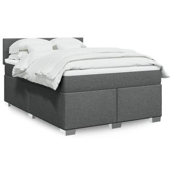 vidaXL Boxspring met matras stof donkergrijs 140x200 cm, Verzenden