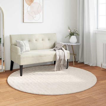 vidaXL Vloerkleden Rond SIROLO Crèmekleurig Ø 200 CM, Huis en Inrichting, Verzenden, Nieuw