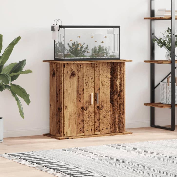 vidaXL Aquariumstandaard 81x36x73 cm bewerkt hout oud, Animaux & Accessoires, Poissons | Aquariums & Accessoires, Envoi