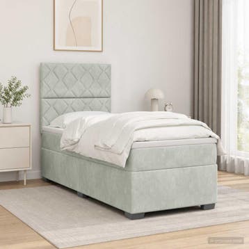 vidaXL Boxspringbed met matras Lichtgrijs 90 x 200 cm, Verzenden