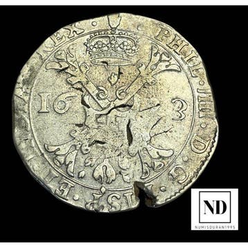 Spaanse Nederlanden. Felipe IV. Ducatón 1623 - Brabante, Postzegels en Munten