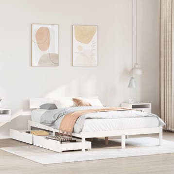 vidaXL Bedframe zonder matras massief grenenhout wit 140x190, Verzenden