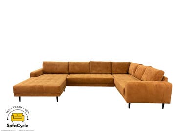 U-zetel cognac in ribstof – overstock, Verzenden