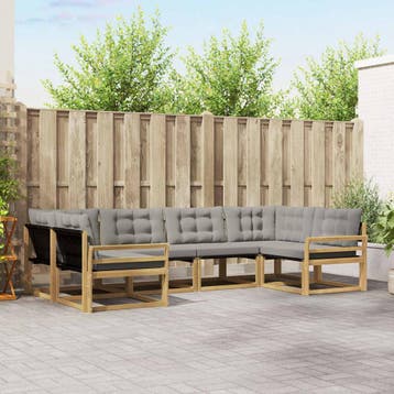 vidaXL Buiten bank set 6 st Wit en Lichtgrijs, Verzenden, Nieuw