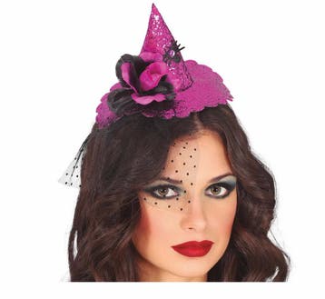 Paarse Halloween Haarband Mini Heksenhoed, Verzenden, Nieuw