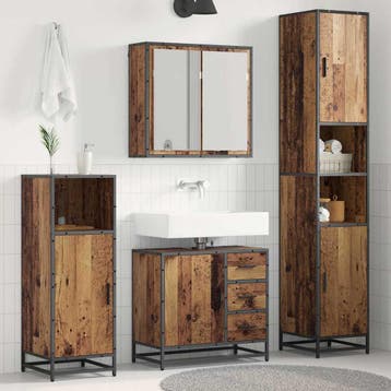 vidaXL Badkamermeubel Set 3 st Oud Hout Bewerkt hout, Verzenden, Nieuw