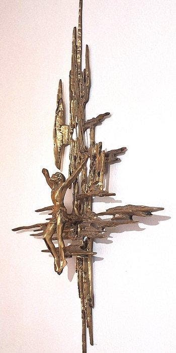 Kruis - Verguld brons - 1970-1980 - Geïnspireerd door Dalí -