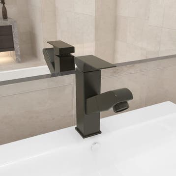 vidaXL Wastafelkraan met uittrekfunctie 157x172 mm grijs, Doe-het-zelf en Bouw, Verzenden, Nieuw