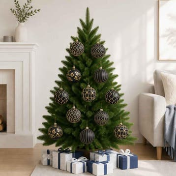 vidaXL Kerstbalset XL 12 st Zwart en Goud 10 cm Polystyreen, Verzenden, Nieuw