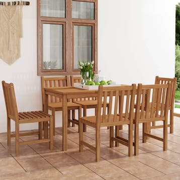 vidaXL 7-delige tuinset 140x80 cm massief teakhout, Verzenden, Nieuw, Tuinset