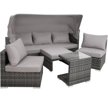 tectake Rotanlounge met aluminium frame San Marino - grijs, Verzenden, Nieuw