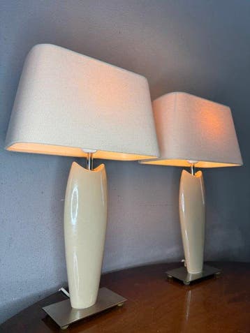 Lampe de table (2) - Textile, Céramique, Métal - Lampes de, Nieuw