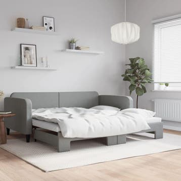 vidaXL Slaapbank met onderschuifbed 100x190 cm stof, Verzenden