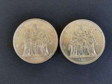 Frankrijk. 10 Francs 1967 e 1970 Hercule (2 monete) (Zonder