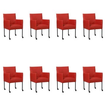 Set van 8 Leren eetkamerstoelen Desire - Toledo Ducati, Ophalen of Verzenden
