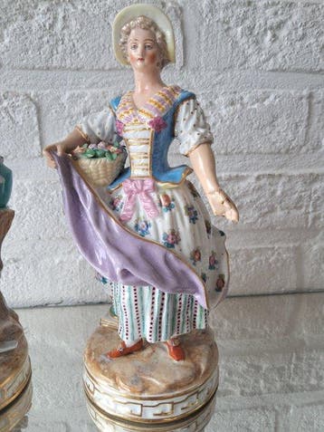 Samson - Beeld, tuinman en tuinvrouw - 19.5 cm - Porselein -