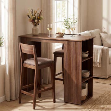 Bartafel met opbergvakken - walnootlook - 115 x 50 x 105 cm, Verzenden