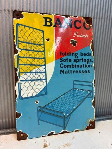 BANC – Reclamebord voor sofa- en matrasproducten - Emaille, Antiek en Kunst