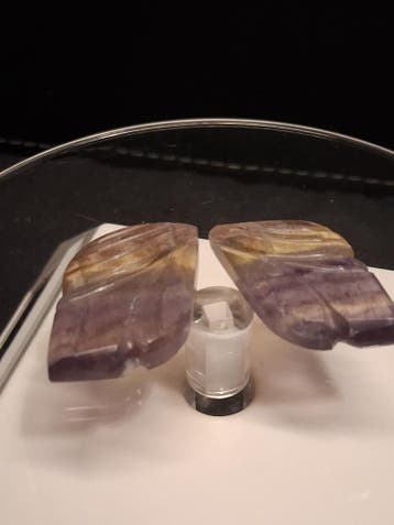 Natural Fluorite - rainbow - pair of leaves / wings - 51 ct, Verzenden