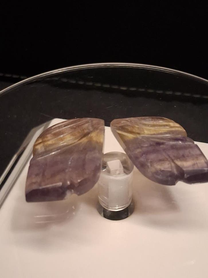 Natural Fluorite - rainbow - pair of leaves / wings - 51 ct, Bijoux, Sacs & Beauté, Accessoires Autre, Envoi