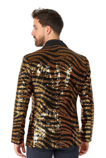 Goud Zwart Tijger Paillet Blazer Heren OppoSuits, Verzenden, Nieuw