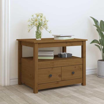 vidaXL Salontafel 71x49x55 cm massief grenenhout honingbruin, Verzenden, Nieuw