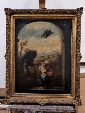 Escuela Barroca Holandesa (XVIII-XIX) - Vanitas con Ave, Antiek en Kunst, Kunst | Schilderijen | Klassiek
