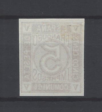 Espagne 1872 - 5 cts. Chiffres sans denture - Edifil nº, Gestempeld