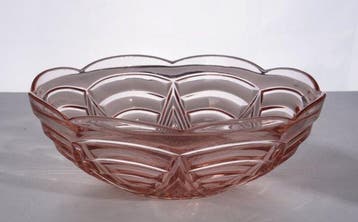 Pavillons - Schaal - Zalmroze glas met zonnester decor • Art