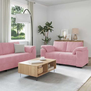vidaXL 3-delige Loungeset met kussens fluweel roze, Huis en Inrichting, Verzenden, Nieuw