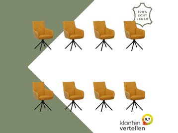 Set van 8 Leren draaibare eetkamerstoelen Fancy Duo - Kenia, Huis en Inrichting, Nieuw, Leer, Ophalen of Verzenden, 90 cm of meer