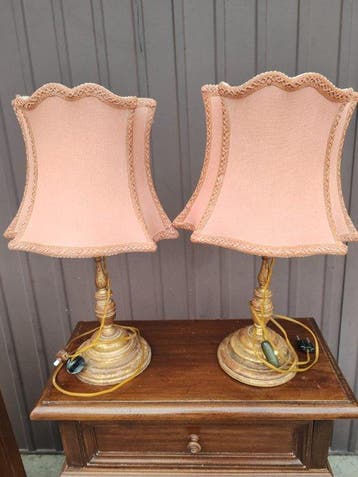 Tafellamp (2) - Hout, Textiel, Antiek en Kunst, Curiosa en Brocante
