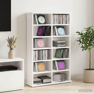 vidaXL CD Kast Wit 60 x 17 x 92 cm Bewerkt hout, Huis en Inrichting, Woonaccessoires | Cd- en Dvd-rekken, Verzenden, Nieuw