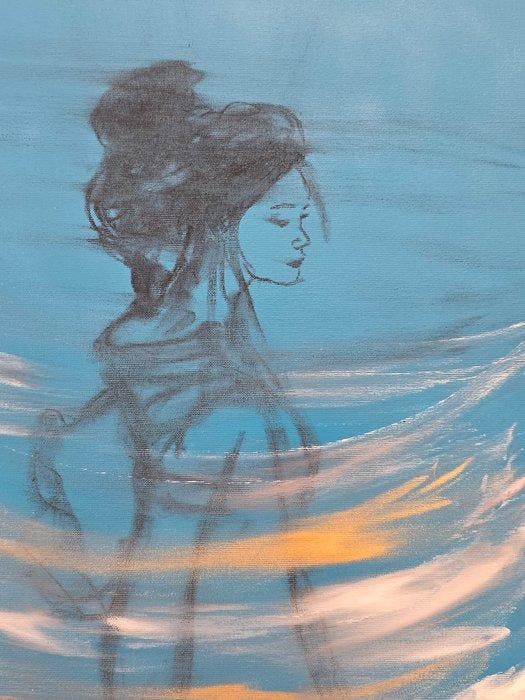 Nicole Lubbers - Blue, Antiek en Kunst, Kunst | Schilderijen | Modern