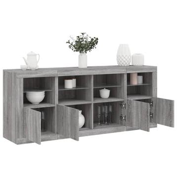vidaXL Dressoir met LED-verlichting 163x37x67 cm grijs, Verzenden