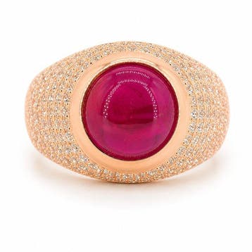 Zonder minimumprijs - Ring Verguld Robijn - Diamant -