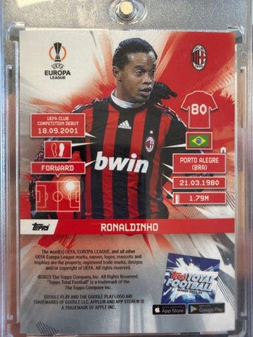 2023 Topps Total Football Ronaldinho /5 Parallèle numéroté -, Verzamelen, Nieuw