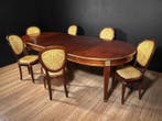 Tafel (7) - Mahonie - Neoclassieke tafel met 6 stoelen