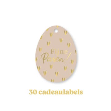 30x Cadeaulabel - VROLIJK PASEN - Beige - goudfolie - paa..., Diversen, Verzenden, Nieuw