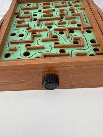 Spelstuk - Vintage houten labyrintspel - Hout, Antiek en Kunst