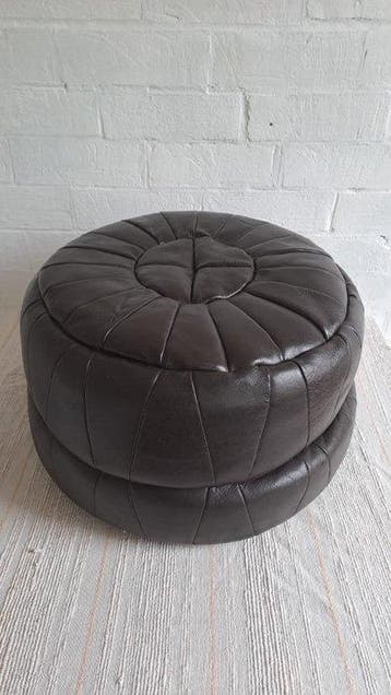 Ottoman - Cuir - Pouf noir