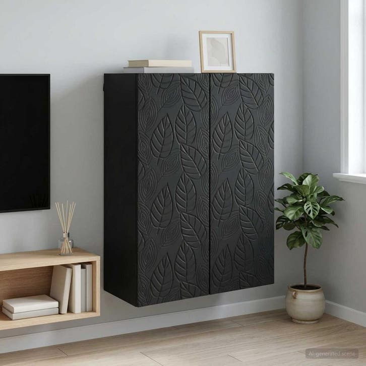 vidaXL Wandkast Zwart 66 x 34,5 x 90 cm Bewerkt hout, Huis en Inrichting, Kasten | Overige, Nieuw, Verzenden