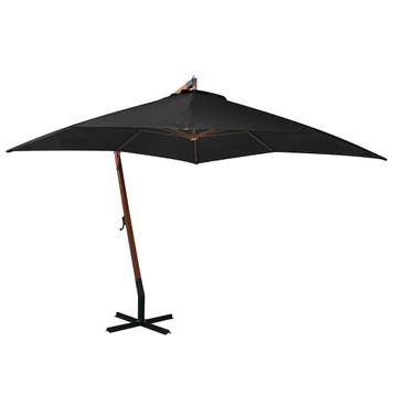 vidaXL Zweefparasol met paal 3x3 m massief vurenhout zwart, Verzenden, Nieuw
