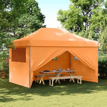 vidaXL Partytent inklapbaar pop-up met 4 zijwanden oranje, Verzenden, Nieuw