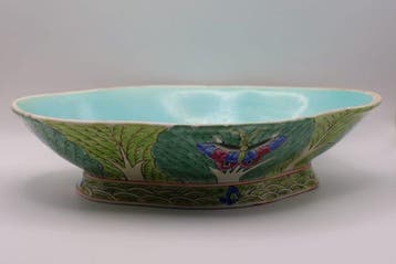 Antique Chinese Famille Rose Pedestal Bowl – Bok Choy &