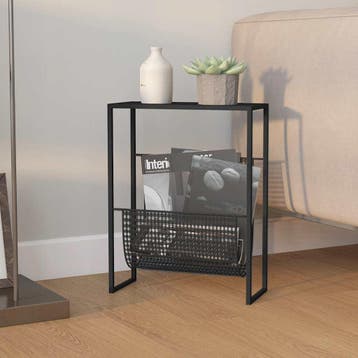 vidaXL Tijdschriftenrek 35x15x45 cm staal zwart, Verzenden, Nieuw